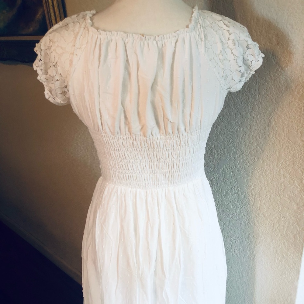 White Peasant Lace Dress by Anna Kaci Wedding - Picture 8 of 14